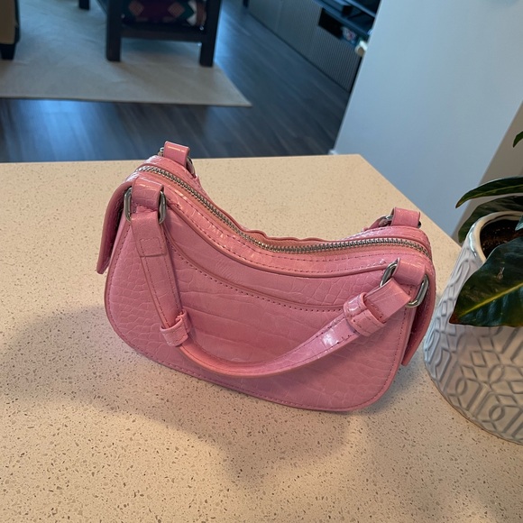 Pink Croc-Texture Shoulder Bag - Picture 2 of 5